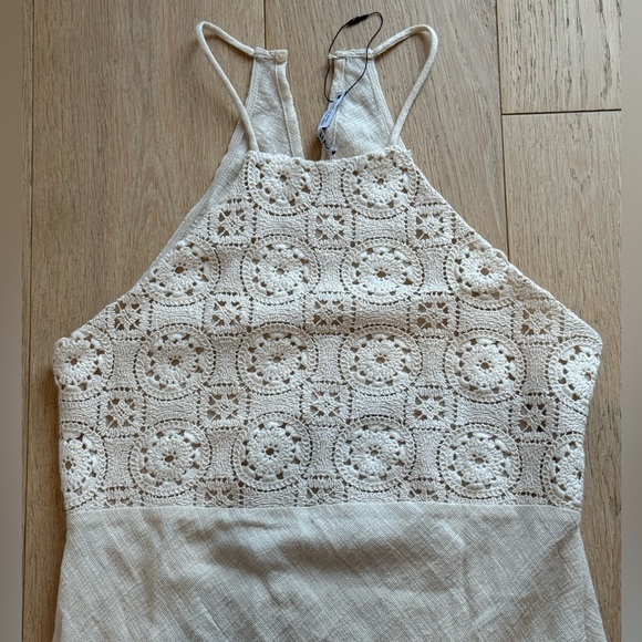 🤍 ZARA Crochet Lace Linen Blend Maxi Dress | Boho Summer | Cream | - Picture 3 of 6